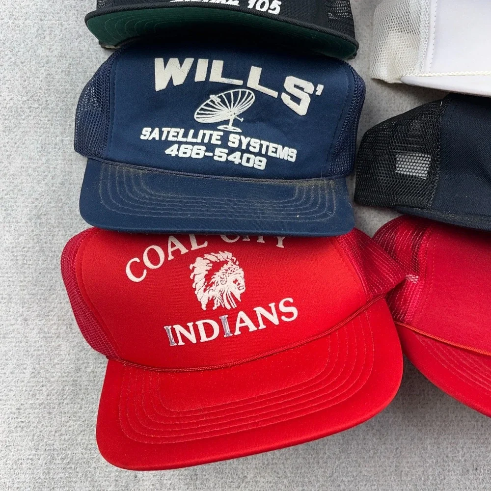 Vintage Trucker Hat Lot Snapback Cap 80s 90s Y2K Patch USA Advertising Rope BQ4